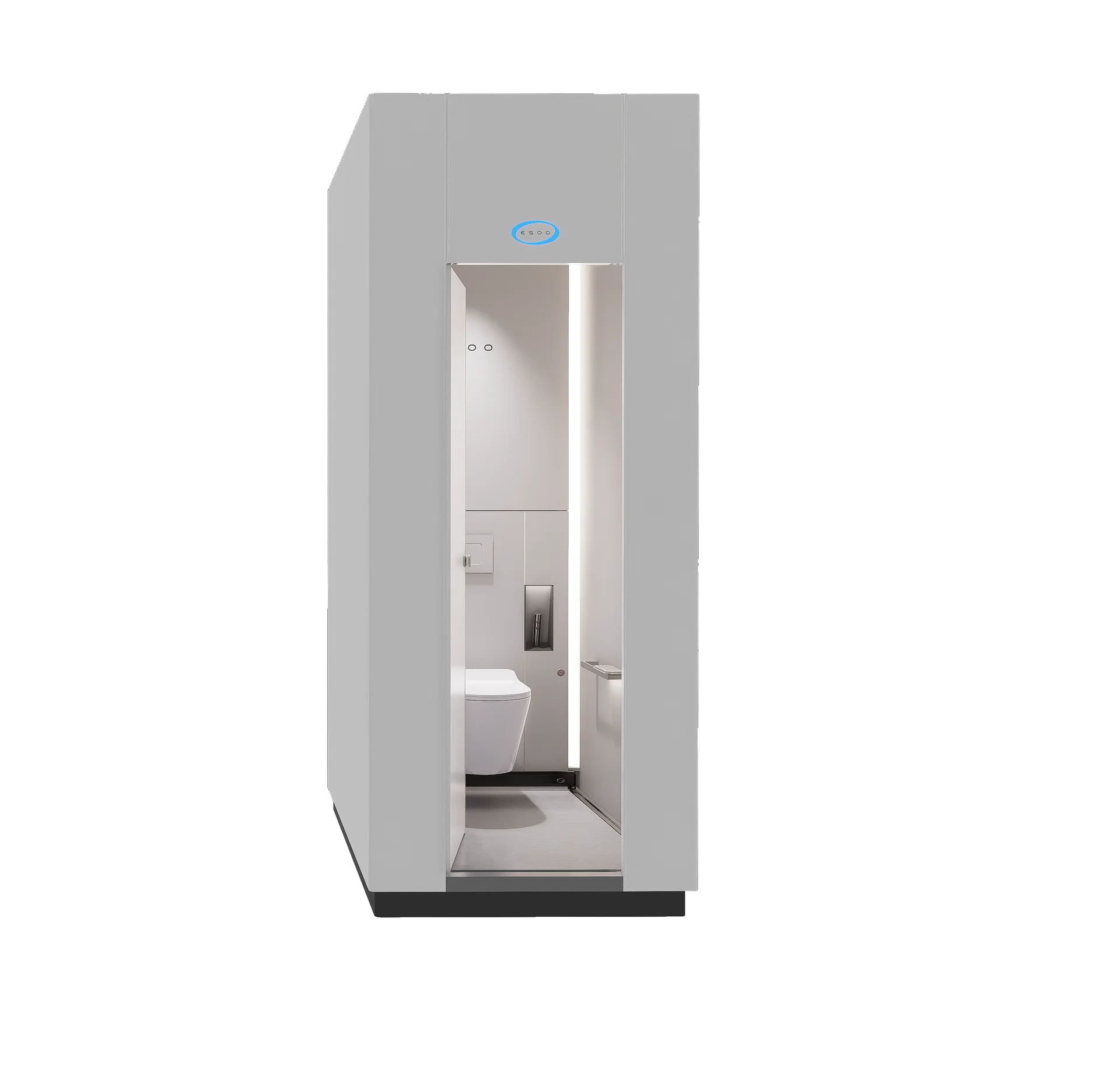 ESOO outdoor single modular restroom with open door