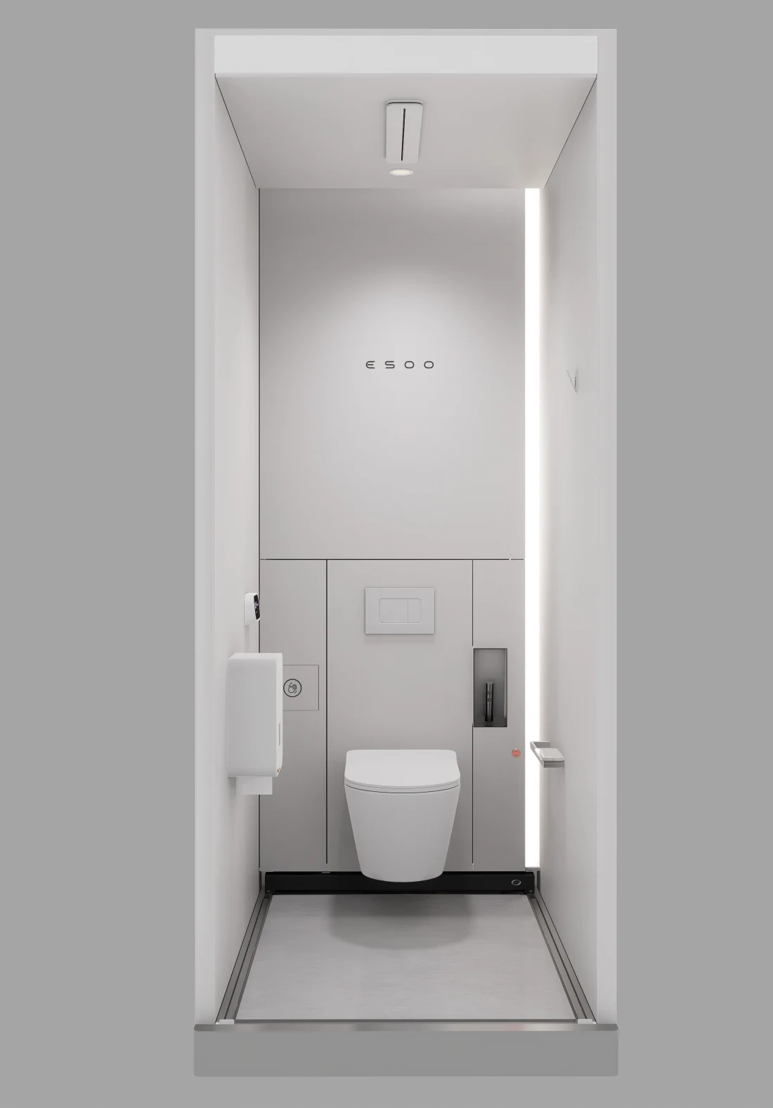 Integrated smart cubicle with a seated toilet